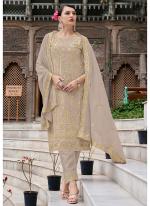 Faux Georgette Beige Eid Wear Embroidery Work Readymade Pakistani Suit